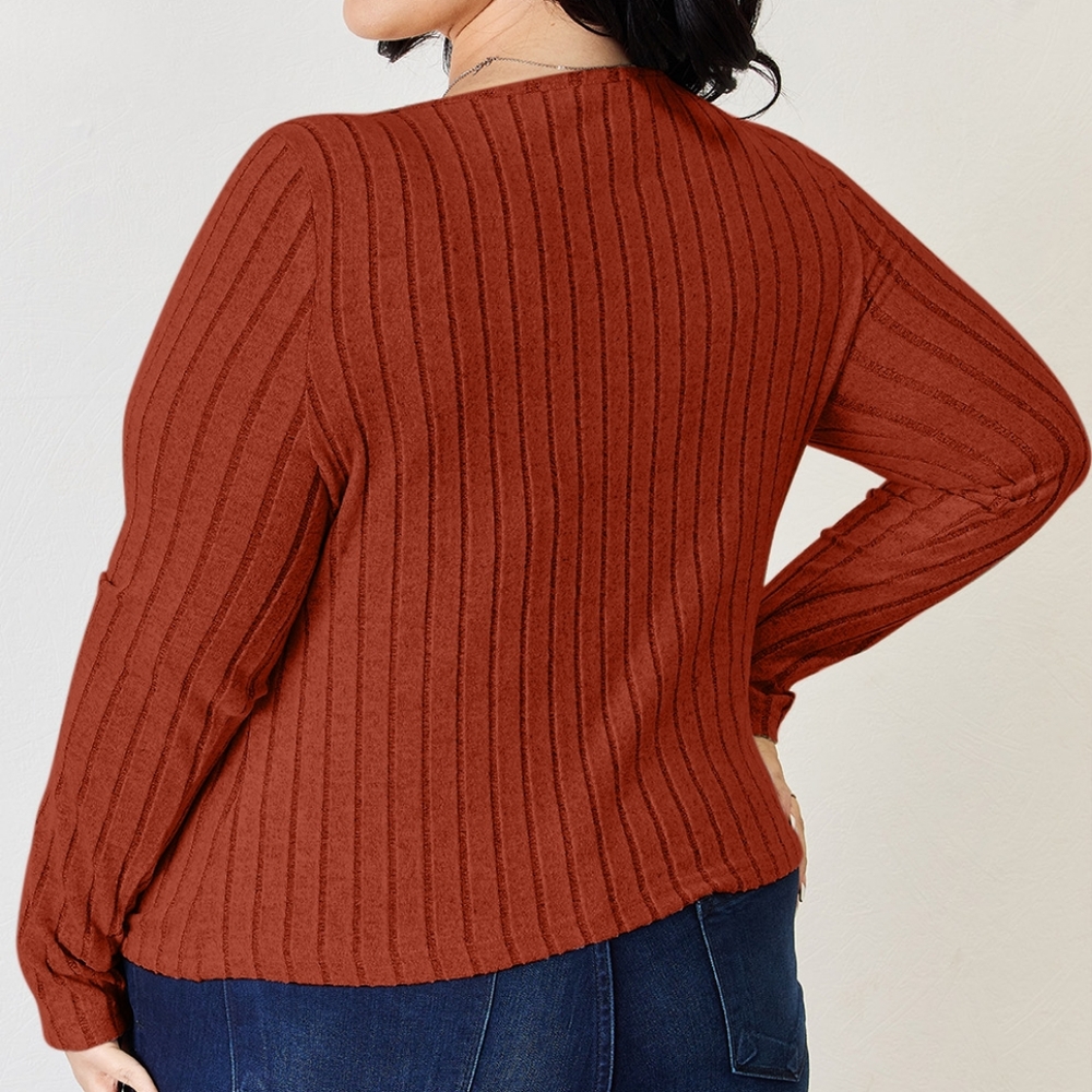 Women's Ribbed Rust Top - Picture 3 of 15